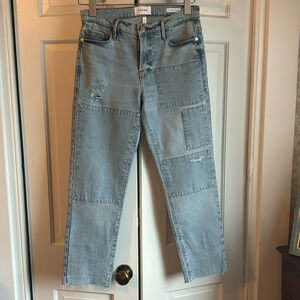 🖼️ Awesome Frame NWOT size 28 partially distressed patchwork Jeans 🖼️